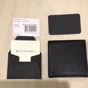 Bulgari new black grain leather small wallet